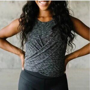 ZYIA Active Infinity Wrap Tie Front Tank Black/Gray Heather XL